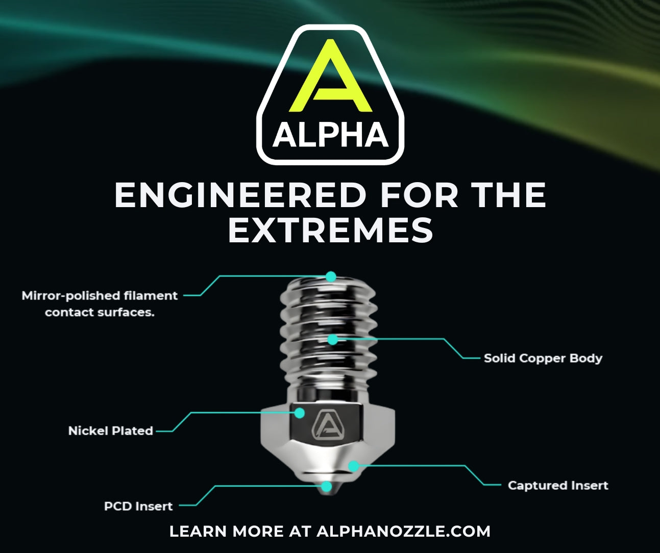 ALPHA PCD 3D Printer Nozzle – Hight temp Polycrystalline Diamond Nozzle